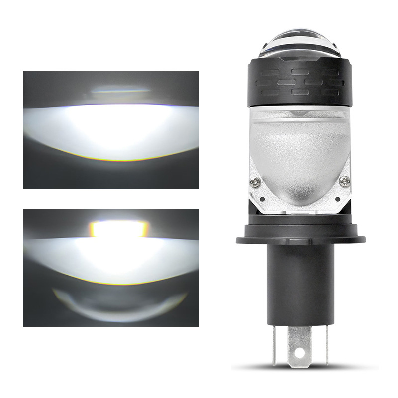 Farol LED automotriz H4 lente de doble luz de lejos y cerca integrado enchufe directo ojo de pez lámpara de automóvil motocicleta lámpara universal