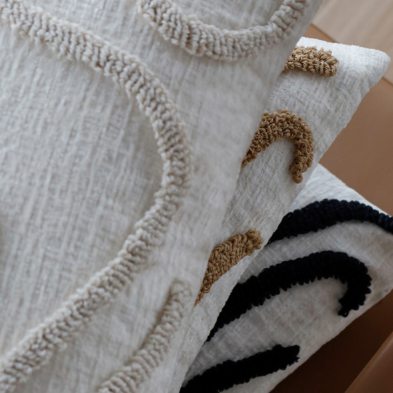Almohada estilo ins funda de almohada de color sólido funda de cojín de sofá de terciopelo de anillo de chenilla de cama cubierta de cojín de coche de dormitorio al por mayor