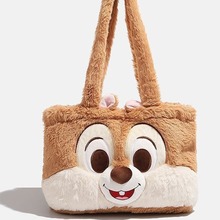 可爱奇奇花栗鼠蒂蒂松鼠单肩大容量秋冬毛绒卡通日系学生手提包