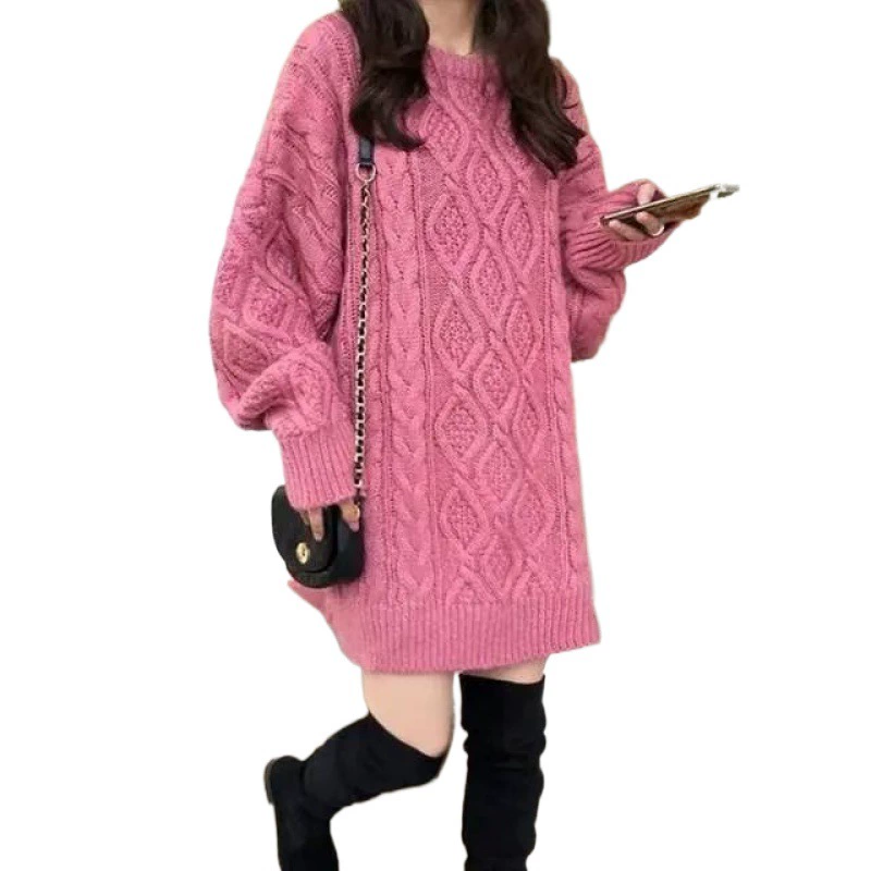 Демисезонный свитер с косами, вязаный комплект, повышенная плотность, городской стиль, оверсайз