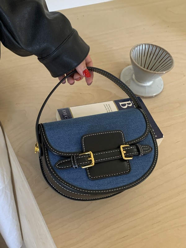 Bolsa de silla de mano de alto impacto de color para mujeres 2025 nuevo estilo transfronterizo de color de moda empalme multicolor de hombro