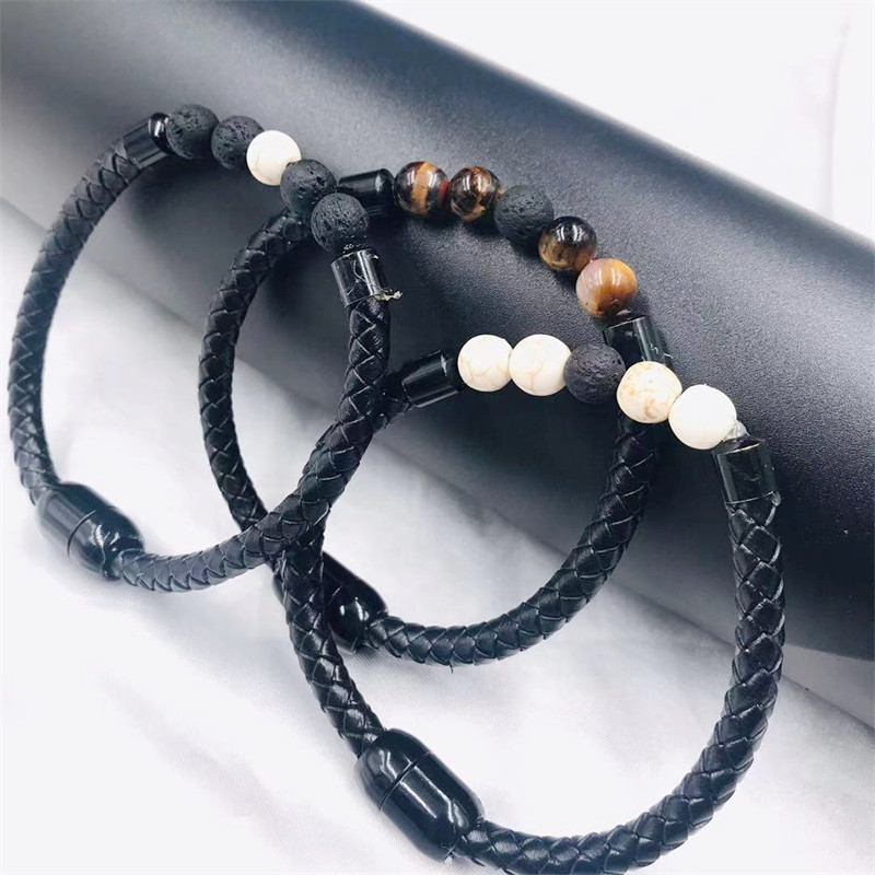 Fashion Round Natural Stone Rope Bracelets display picture 5