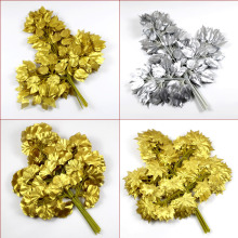 金色榕树叶银杏叶婚庆叶子假树枝许愿发财树枫叶仿真花金色树叶