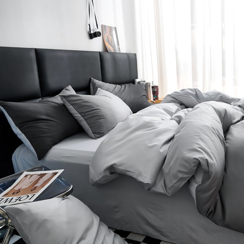 Cross-border Minimalist Gradient Bedding Four-piece Set, Washed Cotton New Home Textile Duvet Cover, Dormitory Single_voghion.com
