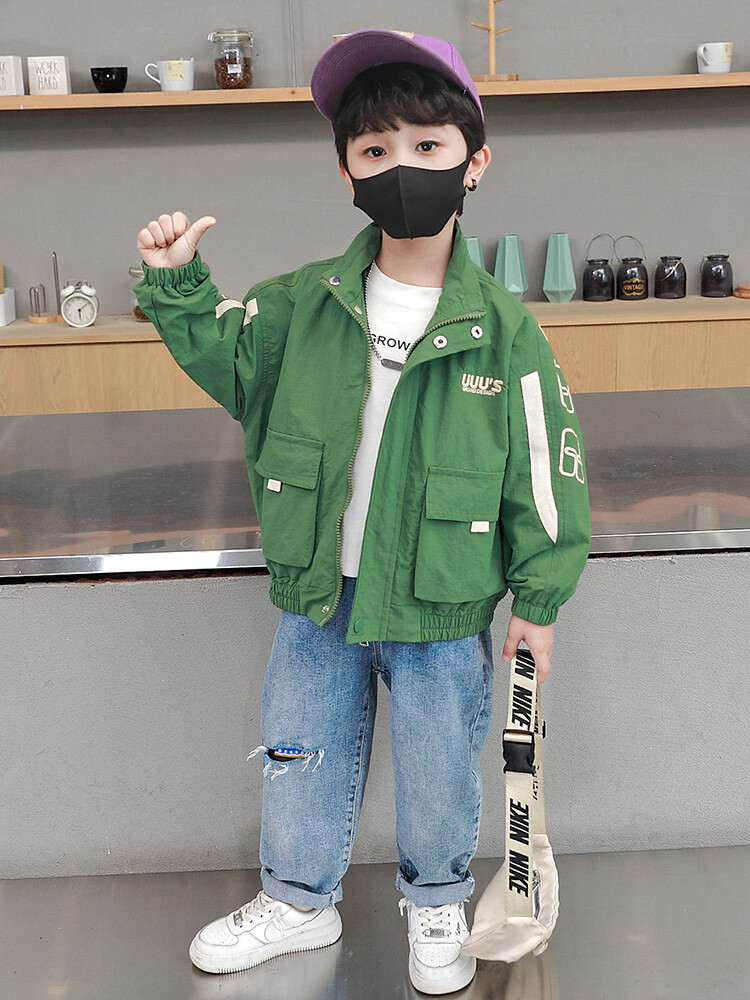 Sprint Suit 2023 Spring and Autumn New Children's Standing Neck Windbreaker Boys' Handsome Versatile_voghion.com