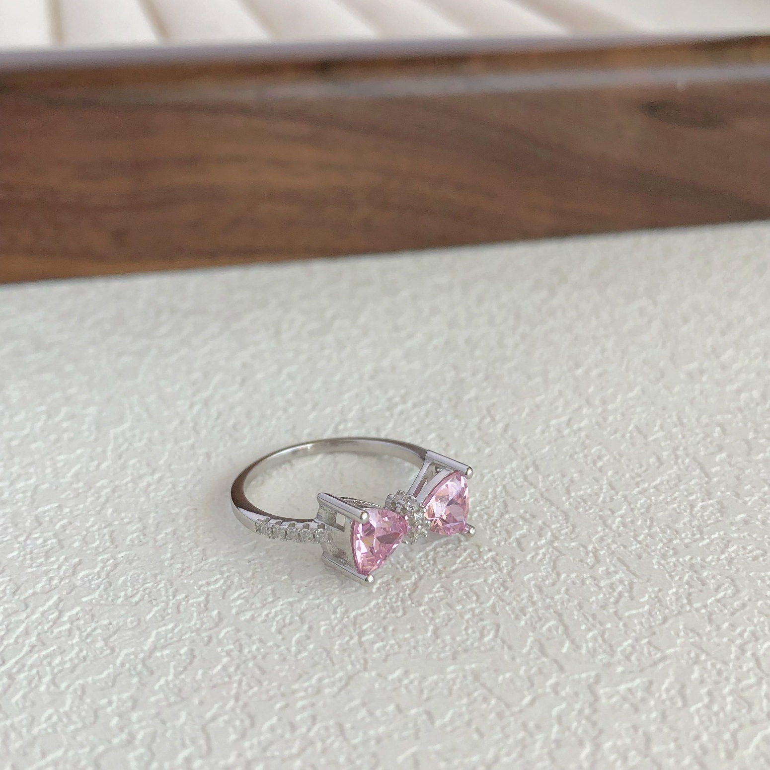 5g Weight Zircon Inlay Material Rings Classification 6, 7, 9 Ring Size 1 Piece Quantity Holiday, Daily Occasion 925 Sterling Silver Material Heart Shape, Bow Knot Pattern Women's Gender Plating, Inlay Design Sweet, Shiny Style 925 Sterling Silver Zircon Heart Shape Bow Knot Rings 15