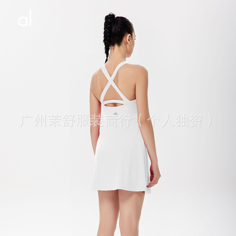 alo原标2025款裸感网球裙防走光可拆卸胸垫专业运动训练服瑜伽裙|undefined