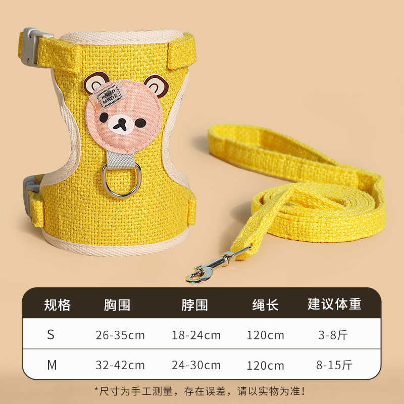 Fábrica nuevo lindo oso mascota tracción cuerda chaleco gato universal correa de pecho gato caminando perro cuerda al por mayor