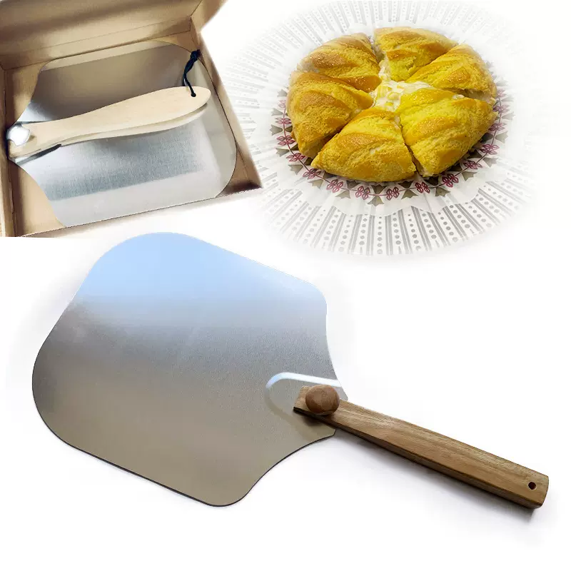 旋转木柄披萨铲烘焙工具 铝制披萨铲套装pizza烤箱披萨石转移铲