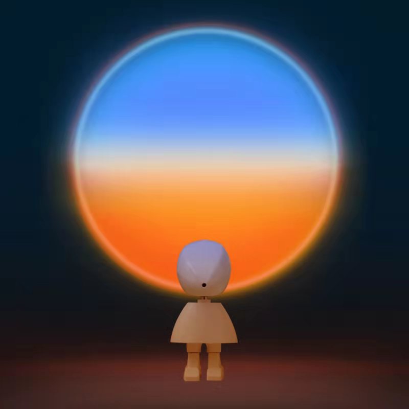 Lámpara de atmósfera mini LED de puesta de sol/arcoíris, robot/astronauta, efecto cambiante, estilo INS, luz nocturna