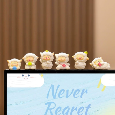 Car ornaments Trendy and Cute Lamb - small-sheep-set-of-six-free-double-sided-tape