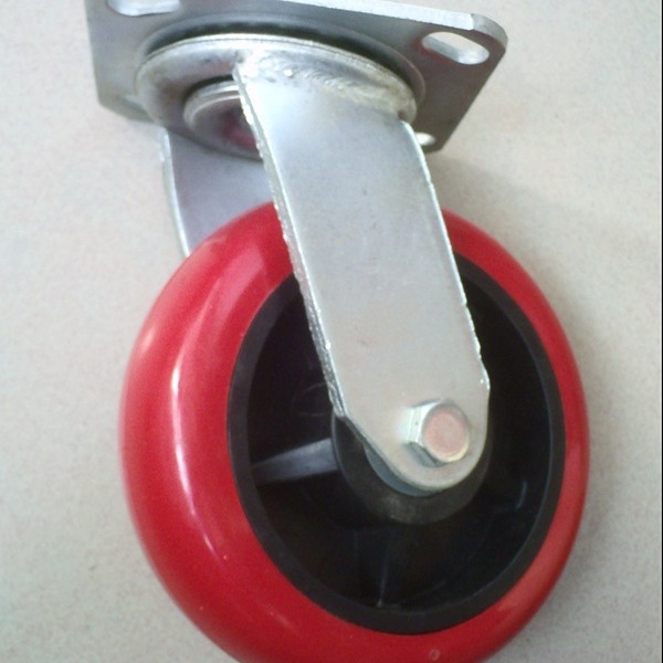 供应6寸韩式万向脚轮 黑芯红皮韩式万向脚轮 PVC工业韩式万向脚轮
