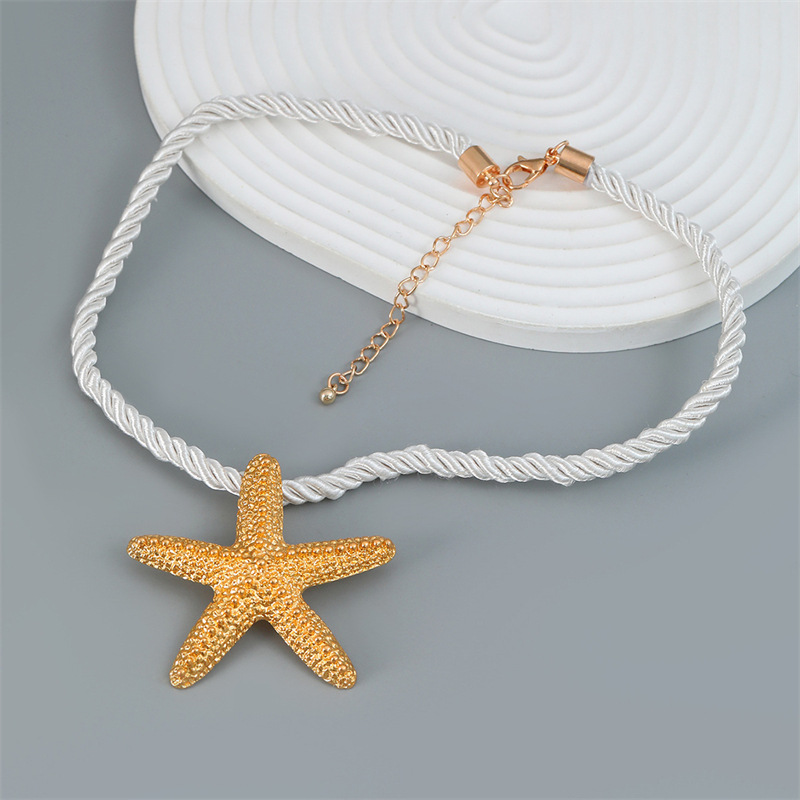 Summer Beach Ocean Series Exaggerated Starfish Necklace Women's Shell Bracelet Conch Earring Set Women_voghion.com