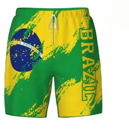 Brazilian Style Flag Logo 3D Printed Sports Comfortable Quick-Drying Breathable Shorts for Football Team Club Fans
