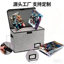布艺翻盖收纳箱仿亚麻收纳箱可折叠办公文件储物盒书籍分类收纳箱
