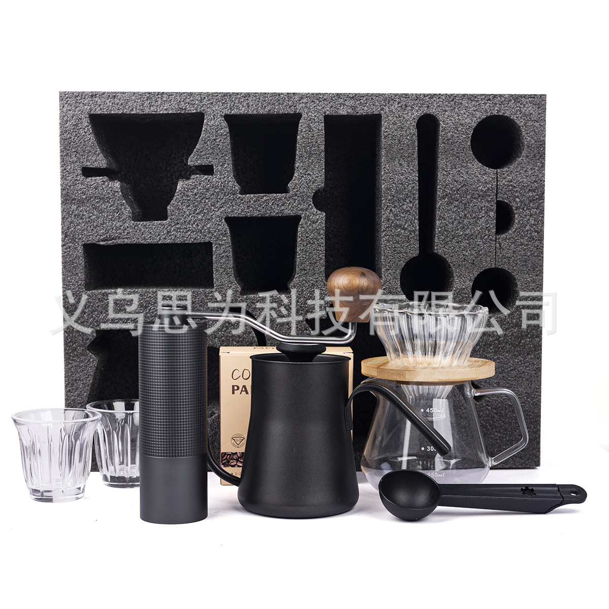 Juego de café hecho a mano núcleo de acero máquina de café molido a mano caja de regalo Aparato de café al aire libre combinación de olla hecha a mano regalo