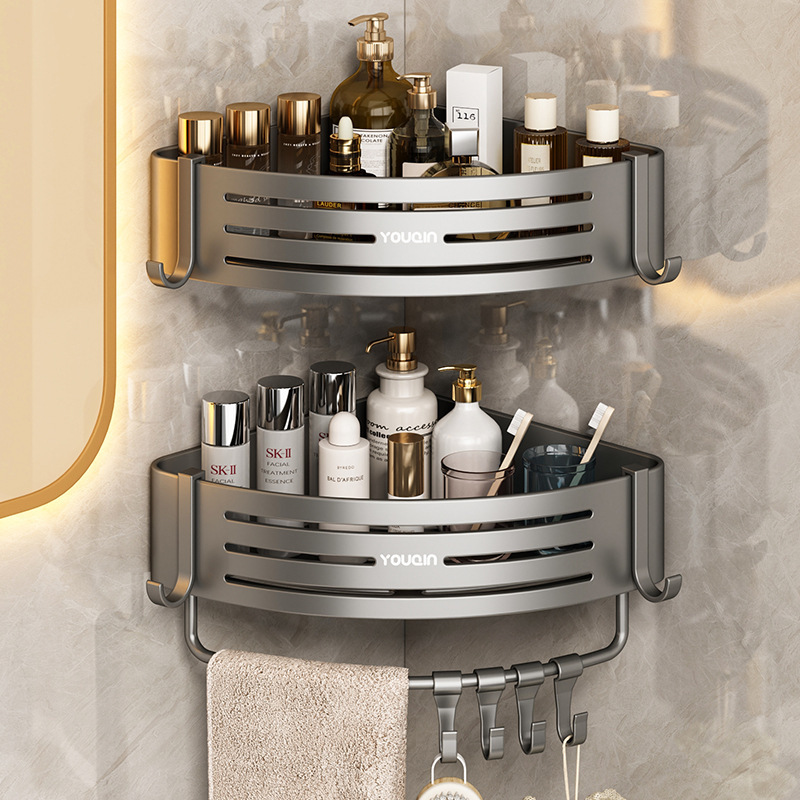 Bathroom Storage Rack Triangle Basket Punch-Free Bathroom Toilet Storage Shelf Corner Shower Gel Bath Shelf