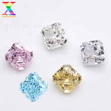 正方倒角冰花切锆石 彩色8*8mm高端半成品裸石锆石 厂家批发