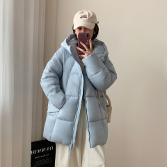 泡芙感轻柔面包服2025冬季新韩版宽松连帽棉服女中长款棉衣女外套