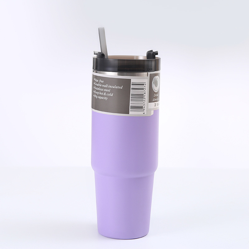 Vacuo transfronterizo 30oz tazas de automóviles de gran capacidad 304 acero inoxidable vacío de automóviles aislamiento frío hielo taza de paja al por mayor