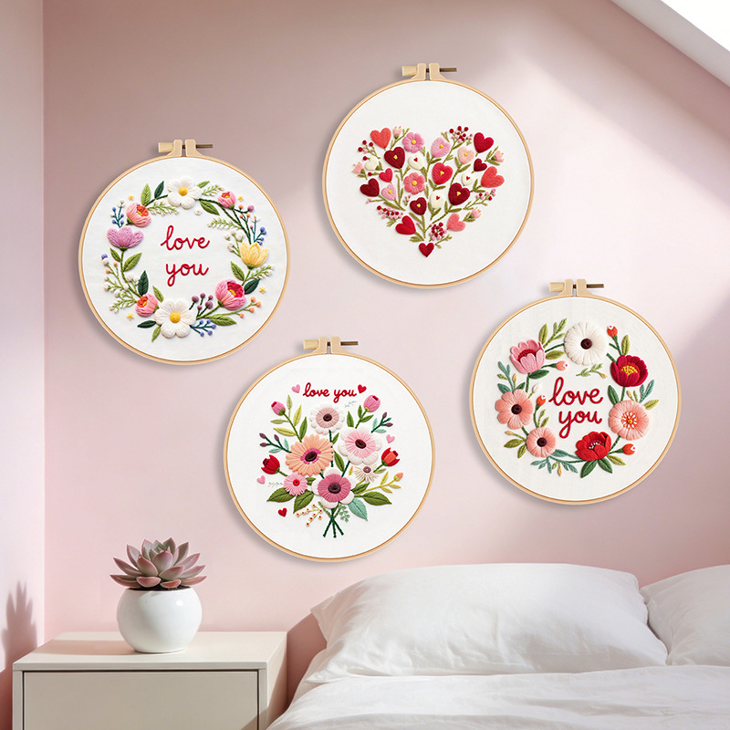 Nuevo día de San Valentín bordado flordiy material hecho a mano paquete original de aguja transfronterizo inglés