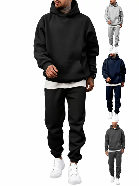 Cross-border Amazon Walmart European and American men's hooded sports suit, loose-fitting sweatshirt and jogger pants two-piece set