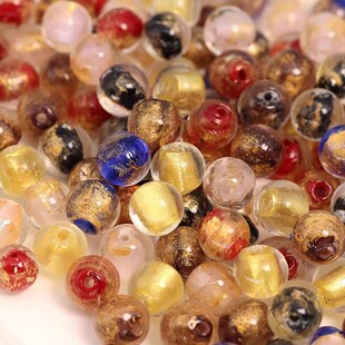 Gold and Silver Foil Glaze Round Beads Fragrant Grey Glaze Beads Fragrant Grey Glaze Bracelet Accessories