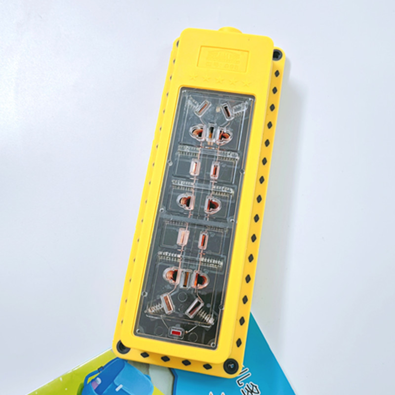 接线插板大功率空调排插座电源插排16孔带灯弹簧黄透明包胶摔不烂