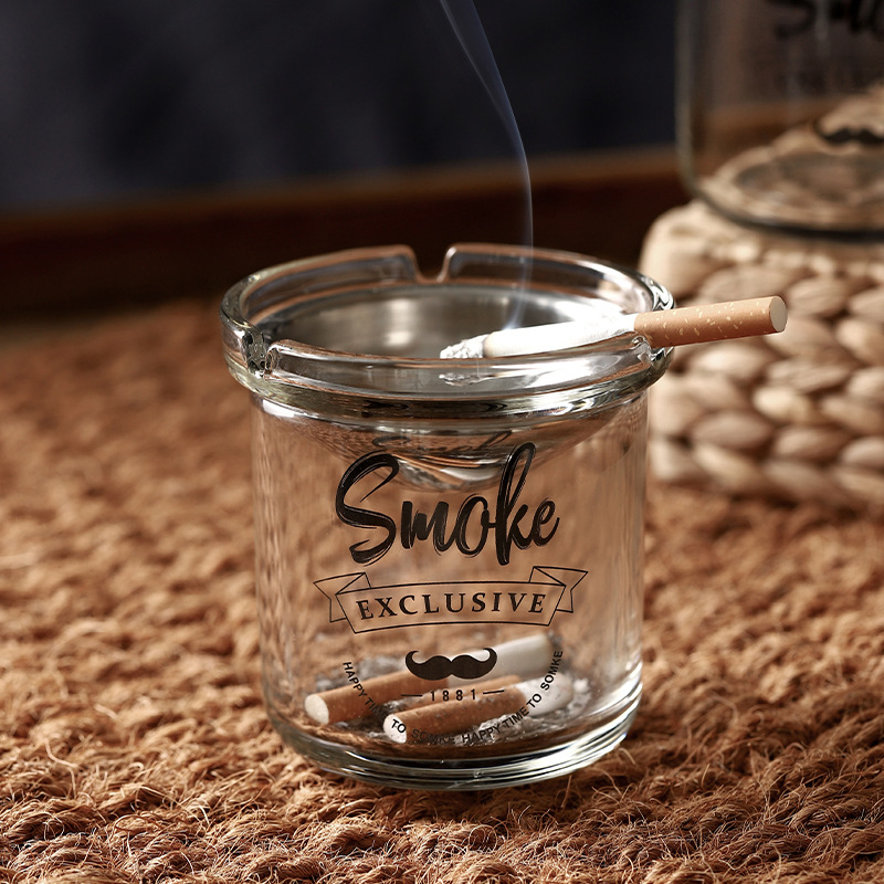 깔때기 재떨이 가정용 스테인레스 스틸 유리 안티 플라이 애쉬 뚜껑 사무실 재떨이 개인화 된 패션 담배 컵