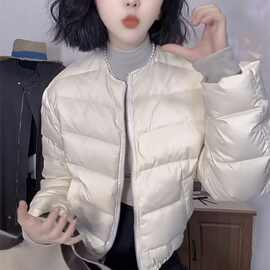 秋冬网红新款2025时尚棉服女欧货减龄洋气圆领保暖显瘦短款棉衣