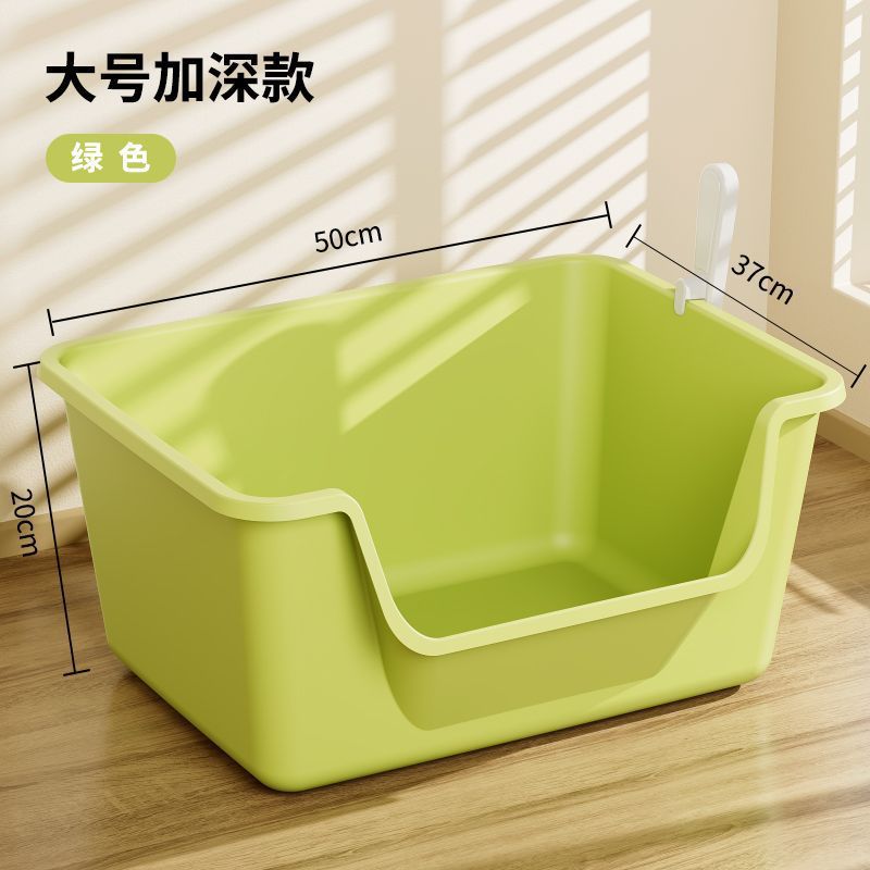 Lavabo de arena para gatos de gran tamaño, inodoro para gatos anti-salpicaduras abiertas, lavabo de arena para gatos extra grande, productos para mascotas semicerrados