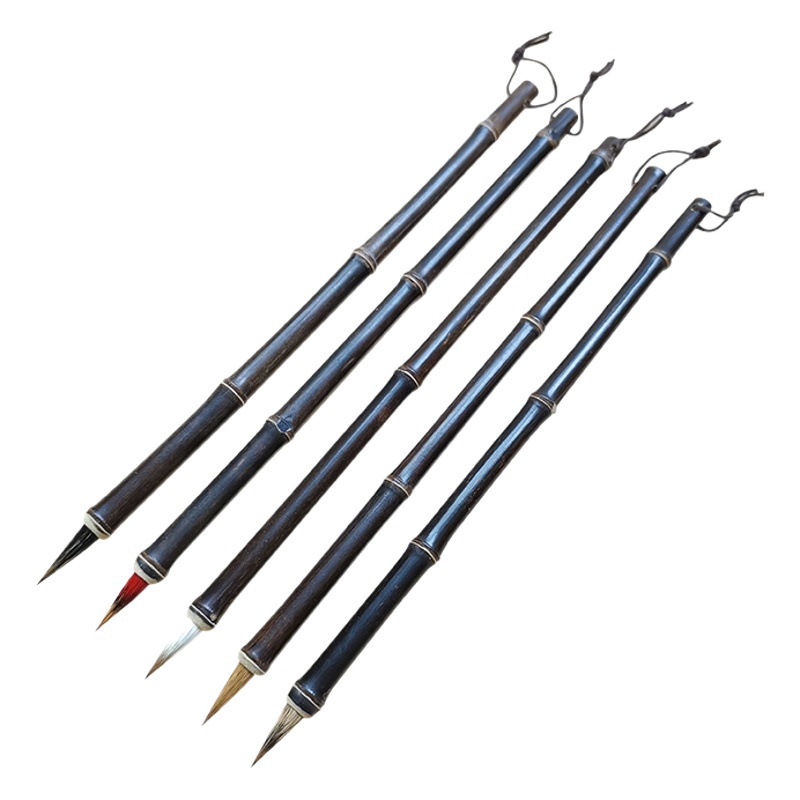 Varilla de bambú Púrpura pequeño cepillo de escritura regular pelo de lobo pelo púrpura pelo mezclado pequeño pelo rojo pelo púrpura no dividido caligrafía y pintura estudiante pincel de escritura