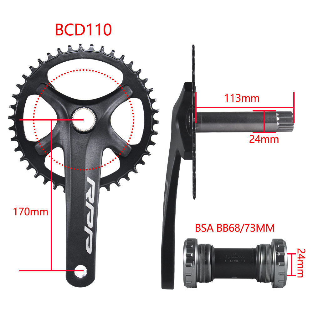 Haomeng bicicleta de montaña grava diente placa 110BCD aleación de aluminio hueco manivela integrada positiva y negativa diente placa única 42T
