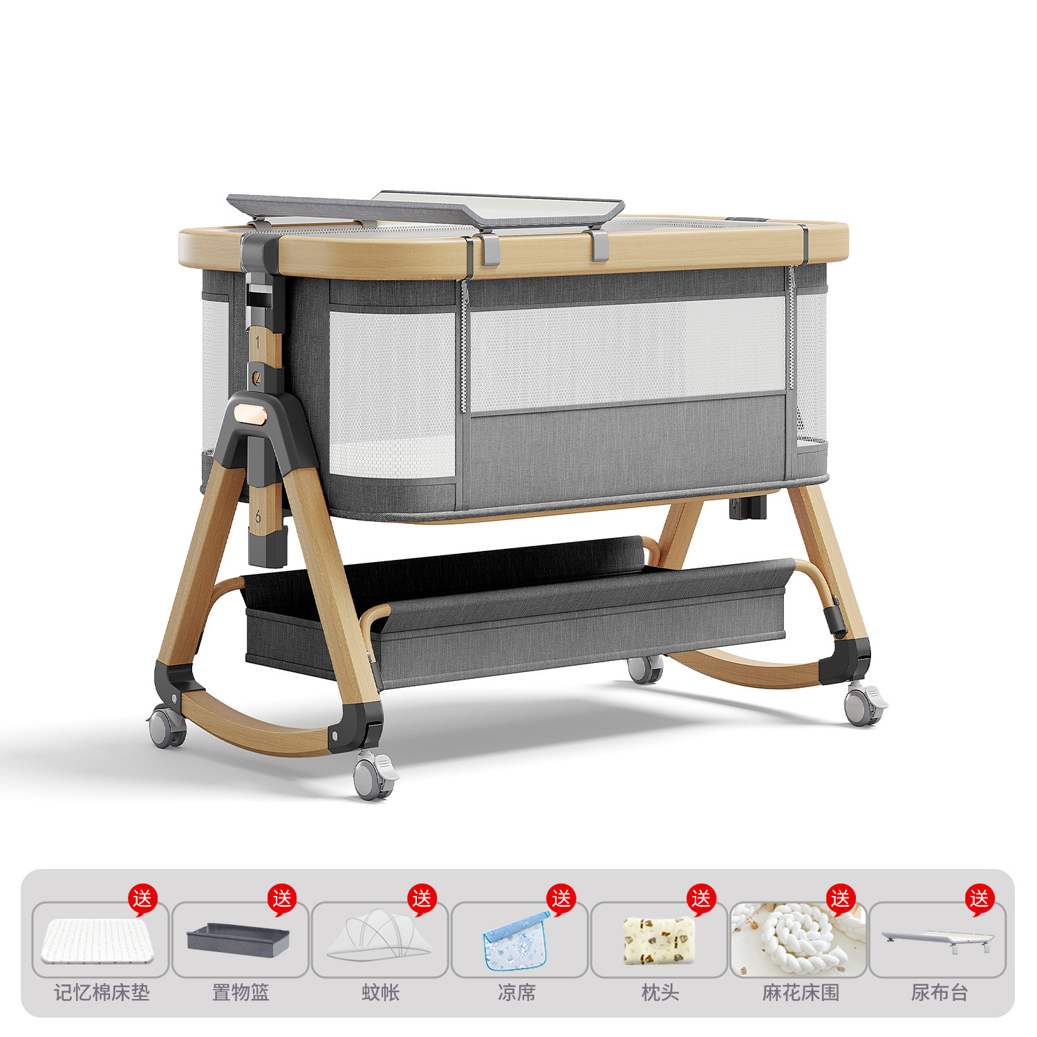 Cama de aleación de aluminio móvil portátil cuna cama plegable multifuncional bb cama recién nacida cama de empalme