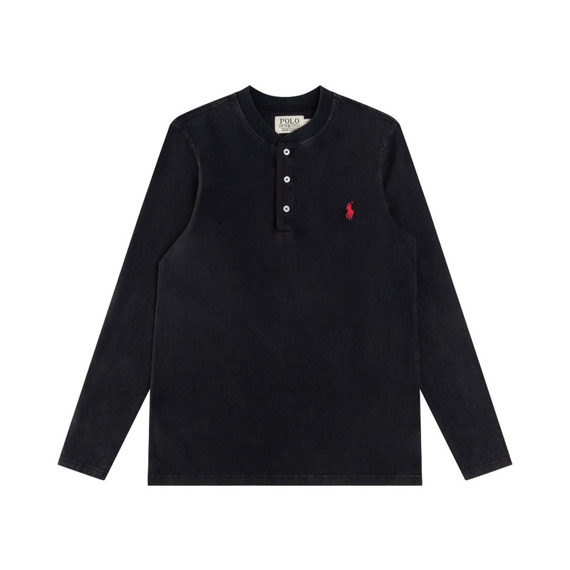 Ralph Lauren 拉夫劳伦重工磨毛亨利立领开胸长袖打底衫 薄款卫衣|undefined