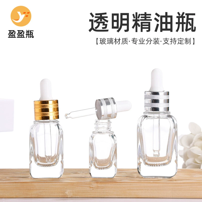 20ml Квадратная стеклянная бутылка-капельница 10 мл бутылка с толстым дном для масла прозрачная бутылка с сывороткой для косметики