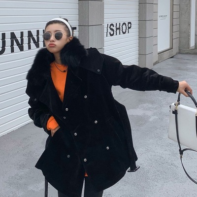 2021冬季新款狐狸毛領韓版個性派克服 6589