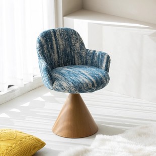 Medieval Style Wabi-Sabi Style Dressing Stool Light Luxury High-End Simple Designer Rotatable Single Chair Bedroom Dressing Stool