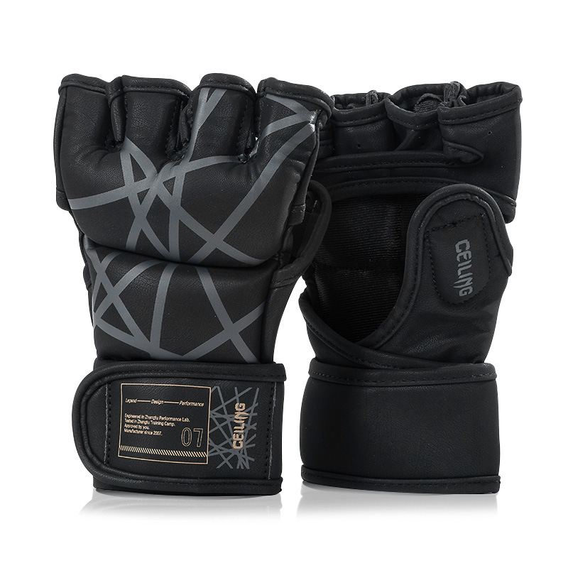 Guantes de entrenamiento de lucha MMA Sanda de venta directa de fábrica ZTTY, serie UFC, guantes de combate profesionales de medio dedo