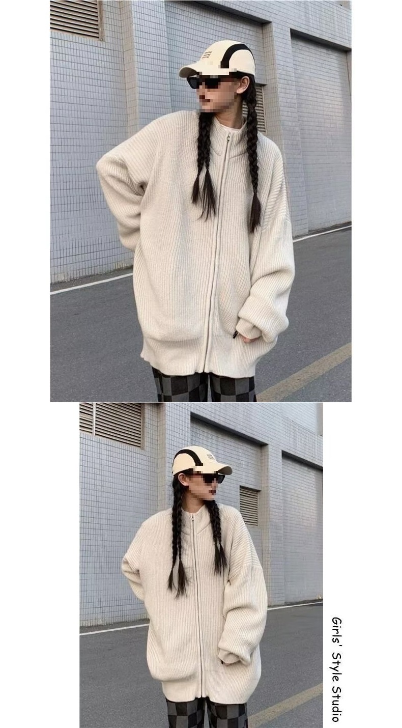 ChicShe ChicShe Style Lazy Couple Knitted Cardigan Sweater For Men Women, Autumn Winter European And American Niche Loose Top Coat Trend_voghion.com