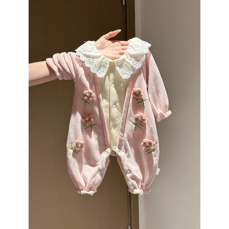 幼儿春秋款外出连体衣爬服女宝宝韩版秋装百天新生儿长袖洋气衣服|undefined