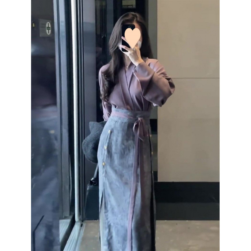 2025秋裝新款新中式國風女裝馬面裙漢服改良版御姐連衣裙兩件套裝