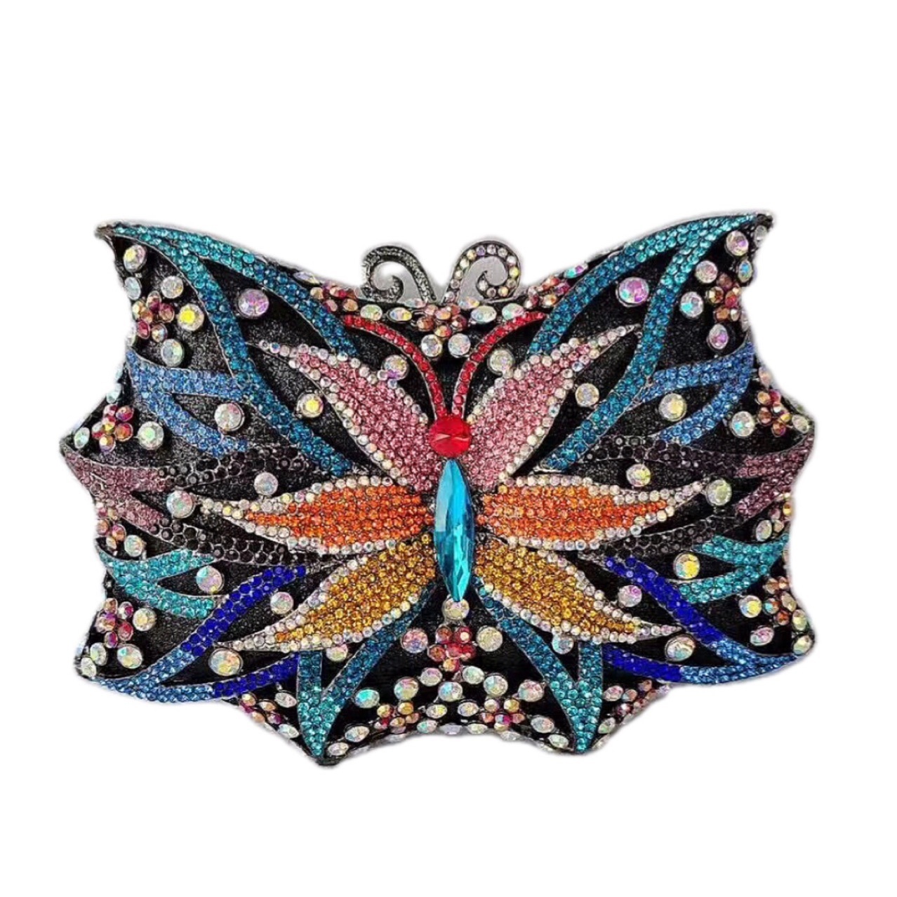 * Nuevo paquete de diamantes de mariposa transfronteriza bolso de diamantes de banquete europeo y americano bolso de mano Butterfly Purse Bag