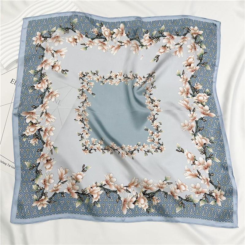 Guofeng Magnolia Silk 100% Morera Impresión de seda Bufanda pequeña Bufanda delgada de cuello de primavera y otoño para mujer Bufanda de seda del día de la madre