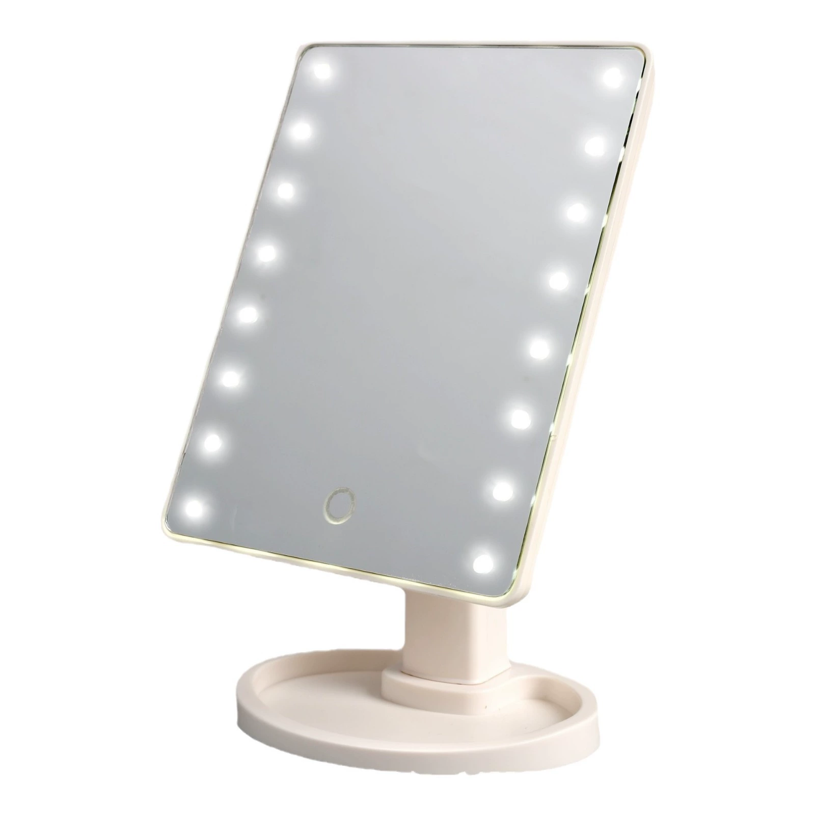 LED косметическое зеркало с сенсорной панелью, настольное зеркало для макияжа, 16 или 22 огня, вращение на 360° с лотком для хранения