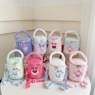 Cartoon New Sanrio Plush Shoulder Strap Portable Crossbody Bag Clasp Doll Plush Bag Portable Bucket Bag