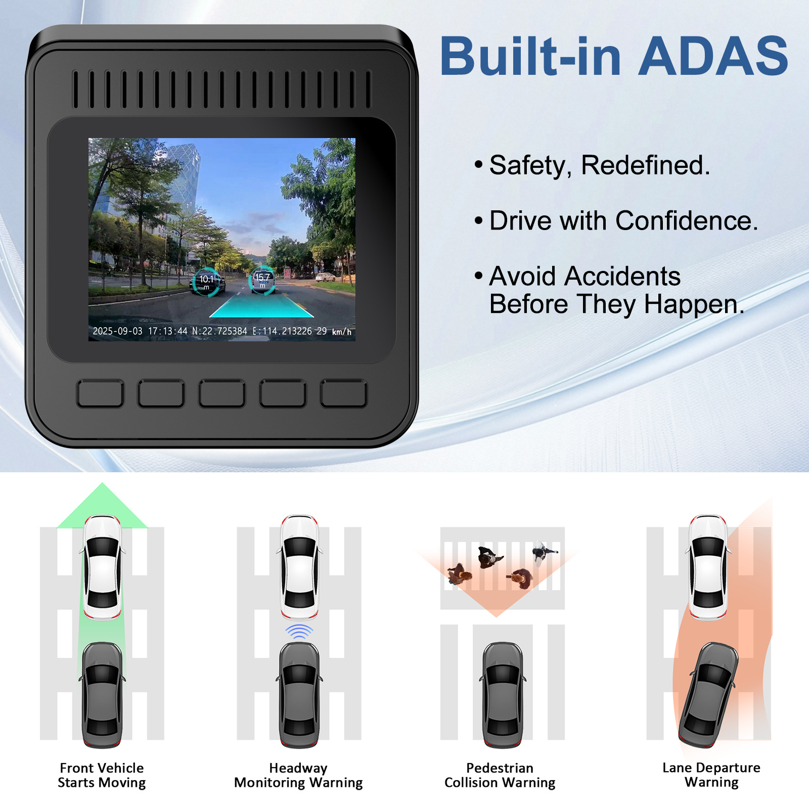 V63 4K+1080P Front and Rear Dual Recording Dash Cam GPS Parking Monitor