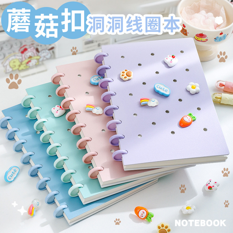 A5 agujero de botón de hongos en stock DIY reemplazable página interior cuadernos personalizados de estudiantes de clase al por mayor image 1
