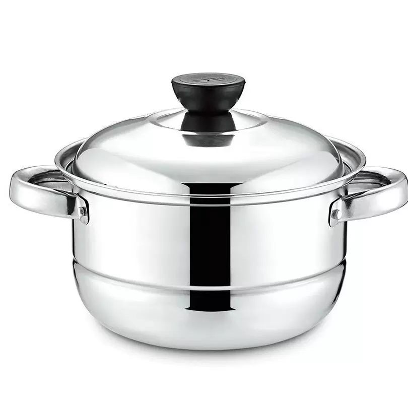 加工定制管柄汤锅不锈钢蒸锅双层汤锅炖锅火锅蒸馒头蒸笼电磁炉