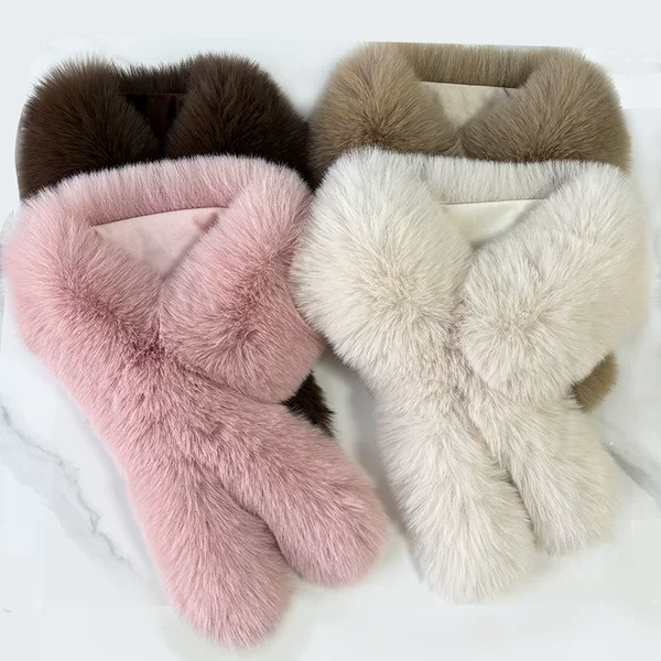Imitation Fox Fur Magnetic Scarf, Winter Stylish Neck Warmer, Simple and Versatile Thickened Warm Plush Neck Gaiter